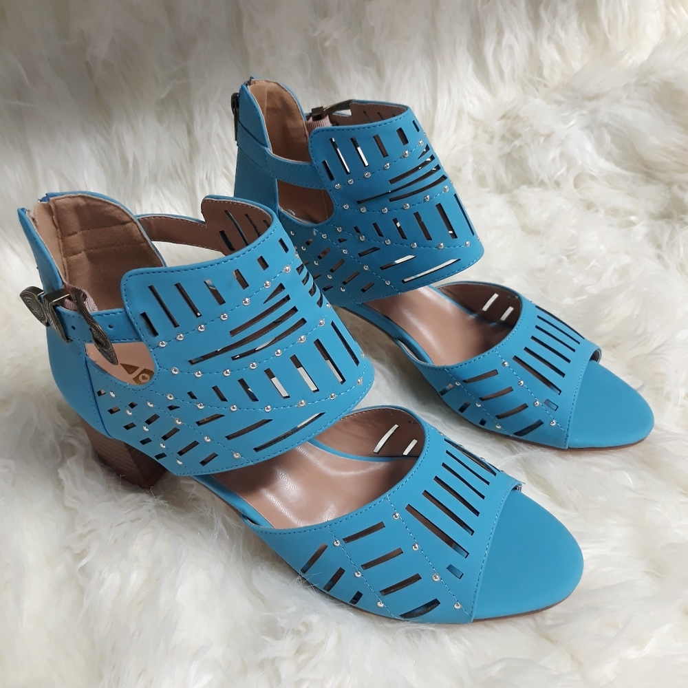 Jolimall Sky Blue heeled sandal booties